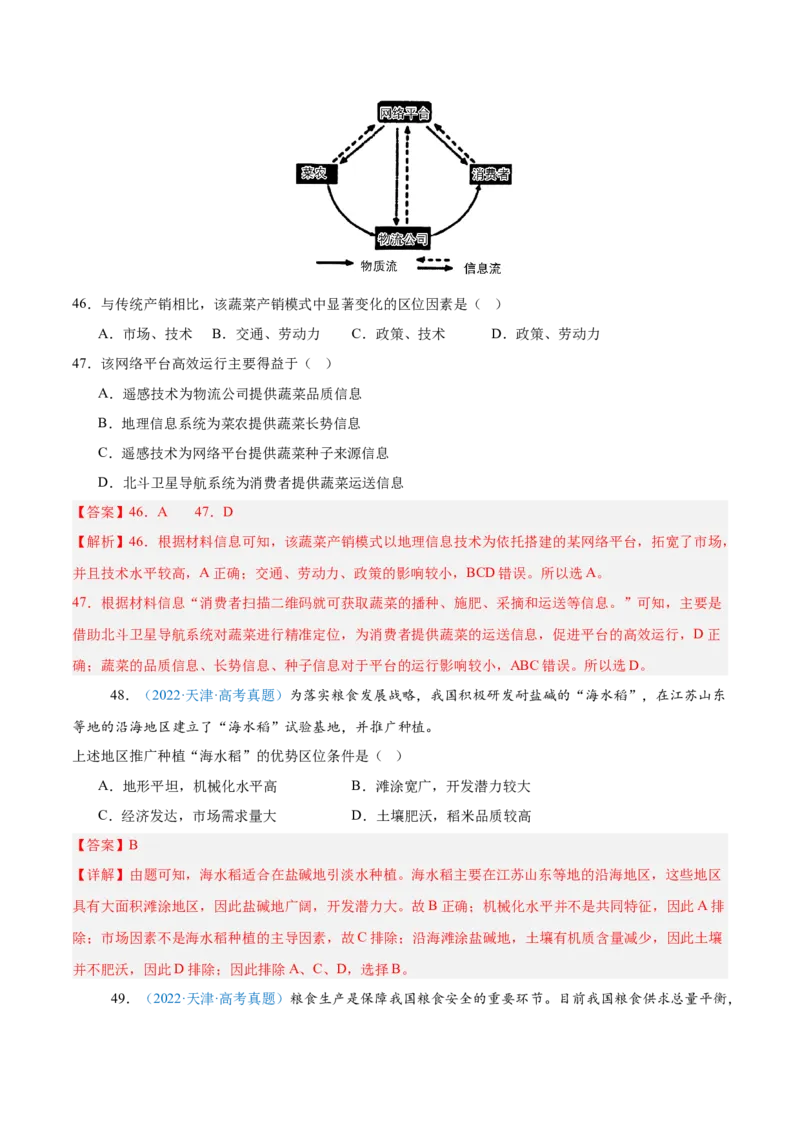 专题09农业+解析版_2025年新高考资料_二轮复习_01高考语文等多个文件_2025年高三地理高考二轮复习专项提升_真题演练