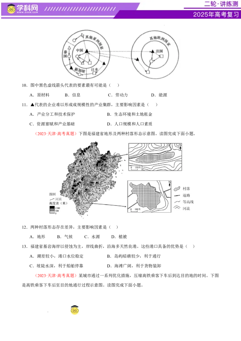 专题10交通、工程建设、国际合作（练习）（原卷版）(1)_2025年新高考资料_二轮复习_上好课2025年高考地理二轮复习讲练测（新高考通用）3381954