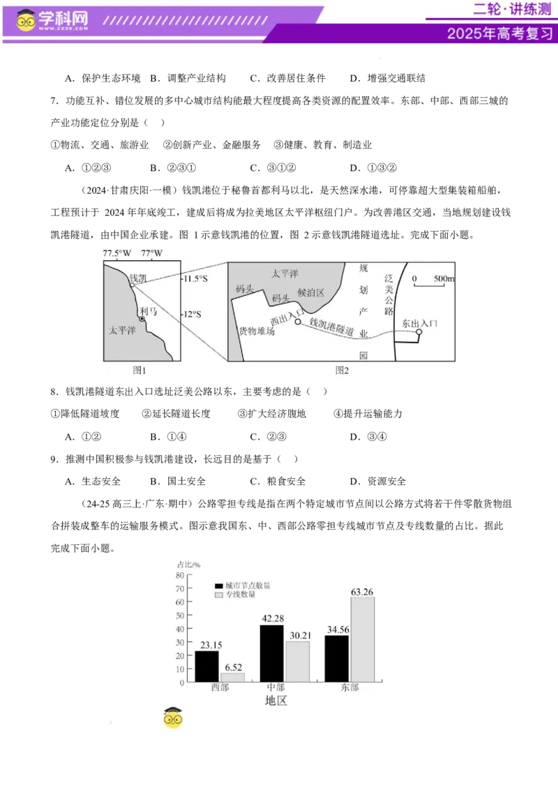专题10交通、工程建设、国际合作（练习）（原卷版）(1)_2025年新高考资料_二轮复习_上好课2025年高考地理二轮复习讲练测（新高考通用）3381954