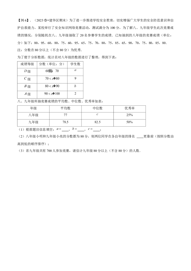 专题05数据的分析全章复习攻略（4个概念3个应用专练）学生版_初中数学_八年级数学下册（人教版）_期末专项复习-U276_2024版