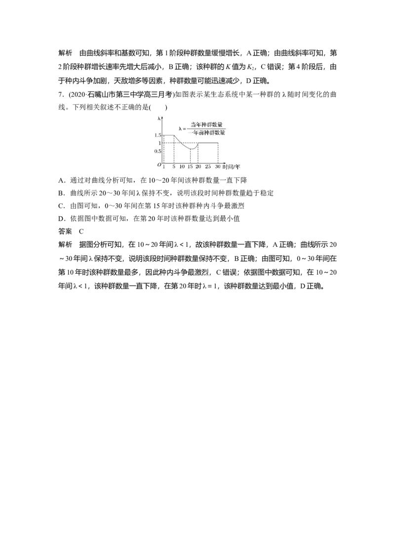 2022年高考生物一轮复习第9单元强化练19　种群的增长曲线_新高考复习资料_2022年新高考复习资料_2022年一轮复习最新版_1.2022年高考生物一轮复习全国通用版