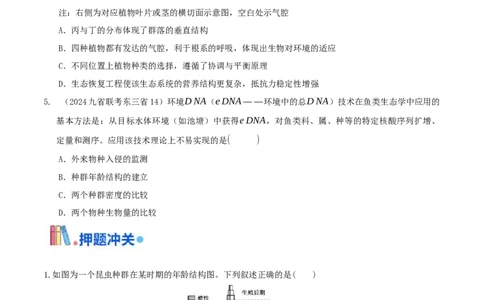 押题点06种群和群落（原卷版）_2024年新高考资料_5.2024三轮冲刺_备战2024年高考生物临考题号押题（辽宁、黑龙江、吉林专用）322857720