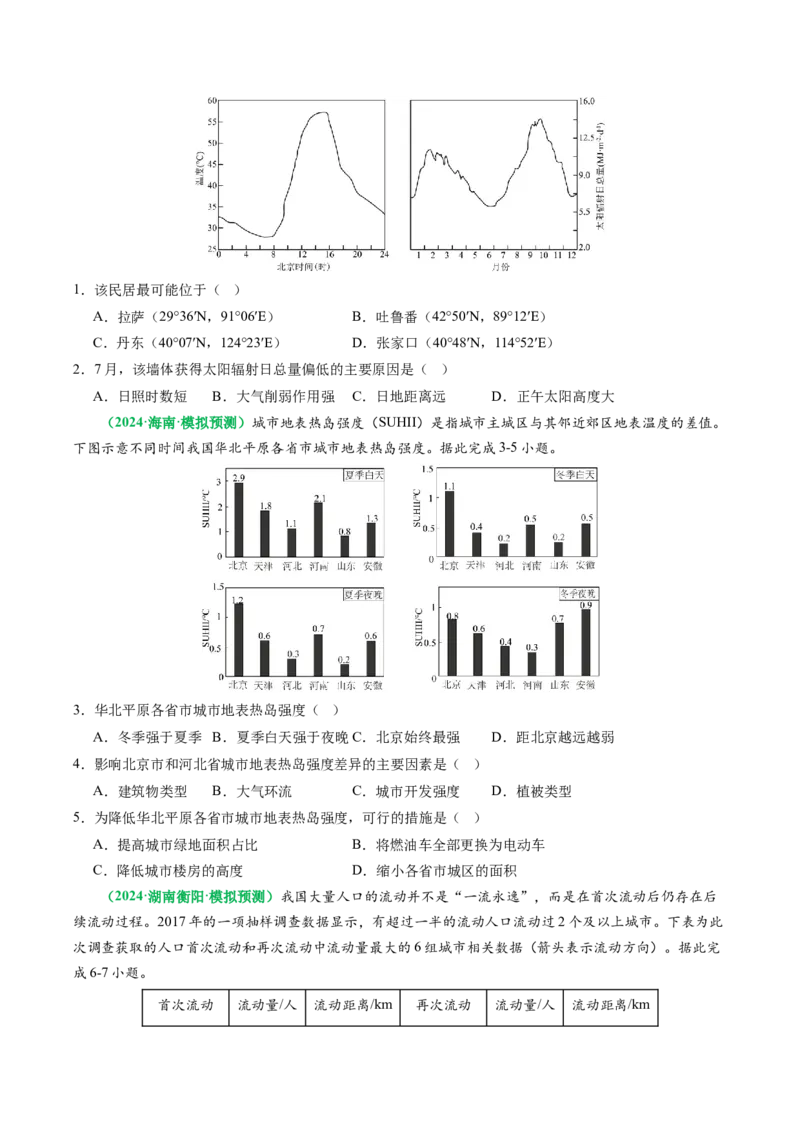 专题07&ldquo;区域比较型&rdquo;选择题答题技巧（原卷版）_2025年新高考资料_二轮复习_2025年高考地理二轮热点题型归纳与变式演练（新高考通用）3401687