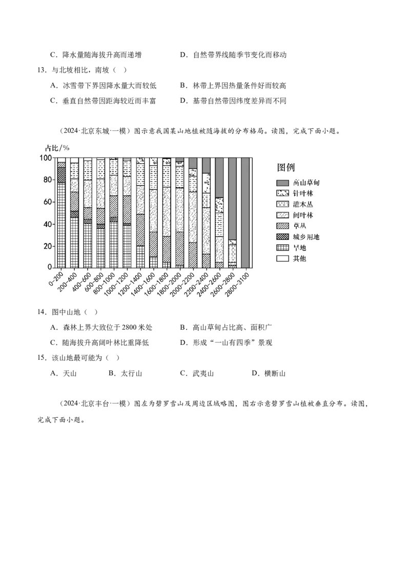 专题07自然环境的整体性与差异性（原卷版）_2025年新高考资料_二轮复习_2025年高三地理高考二轮复习专项提升（新高考通用）3405802_重点&middot;难点&middot;热点专练（分地区）_北京专用