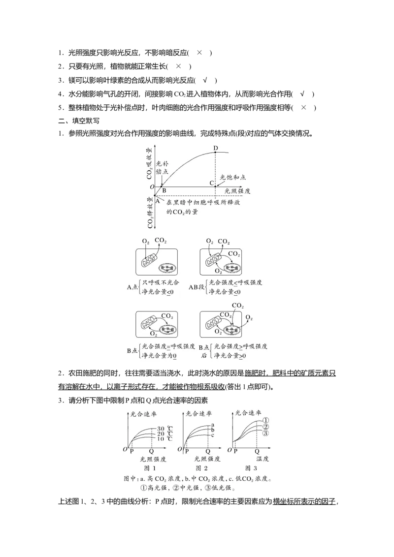2023年高考生物一轮复习（全国版）第3单元第7课时　光合作用的影响因素及其应用_通用版（老高考）复习资料_2023年复习资料_一轮复习_2023年高考生物一轮复习讲义+课件（全国版）