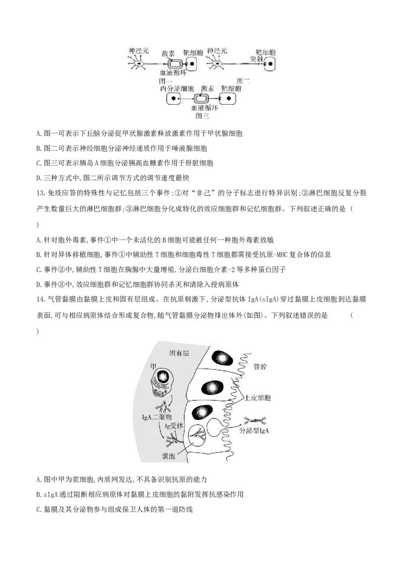 押题点03内环境稳态及三种调节（原卷版）_2024年新高考资料_5.2024三轮冲刺_备战2024年高考生物临考题号押题（辽宁、黑龙江、吉林专用）322857720