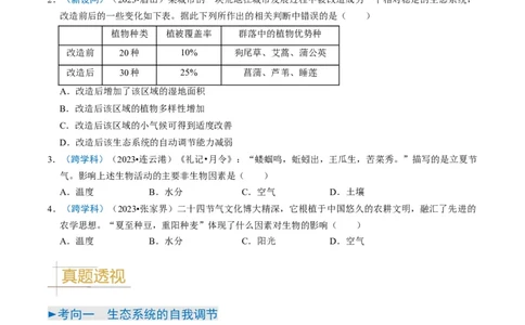 专题06生物和生物圈（原卷版）_02中考总复习（2026版更新中）_08-生物-中考总复习_2024年中考复习资料_专项复习_备战2024年中考生物真题题源解密