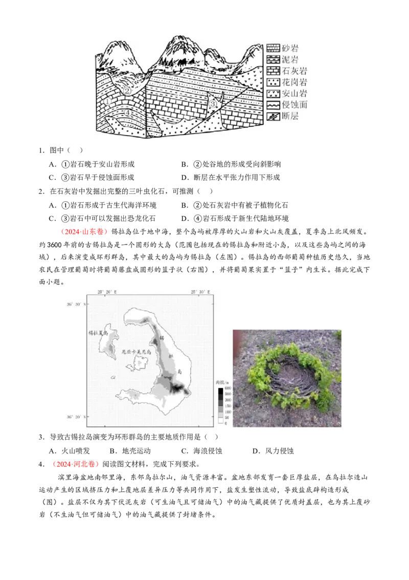 专题05地质地貌（讲义）（原卷版）_2025年新高考资料_二轮复习_上好课2025年高考地理二轮复习讲练测（新高考通用）3381954