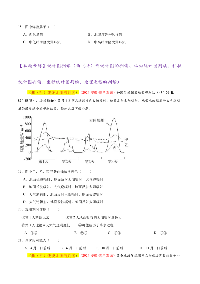 专题04图表攻略（练习）（原卷版）_2025年新高考资料_二轮复习_上好课2025年高考地理二轮复习讲练测（新高考通用）3381954