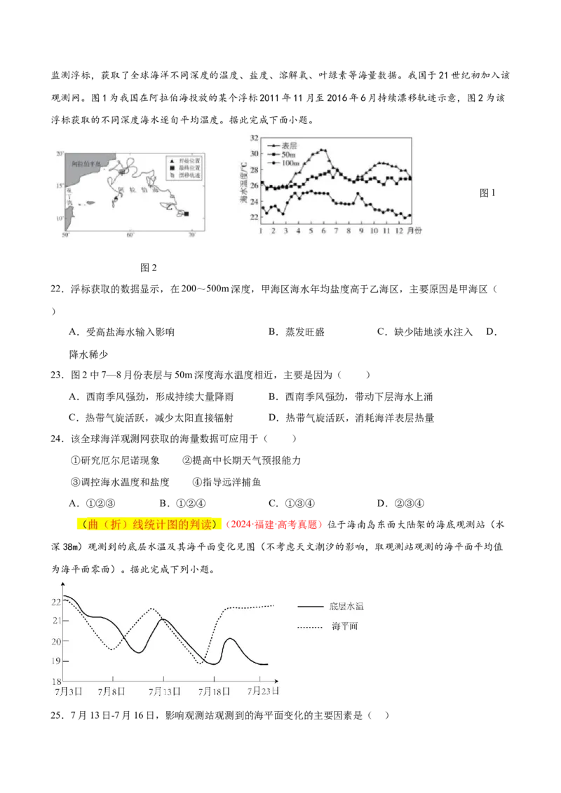 专题04图表攻略（练习）（原卷版）_2025年新高考资料_二轮复习_01高考语文等多个文件_上好课2025年高考地理二轮复习讲练测（新高考通用）_第二部分题型突破