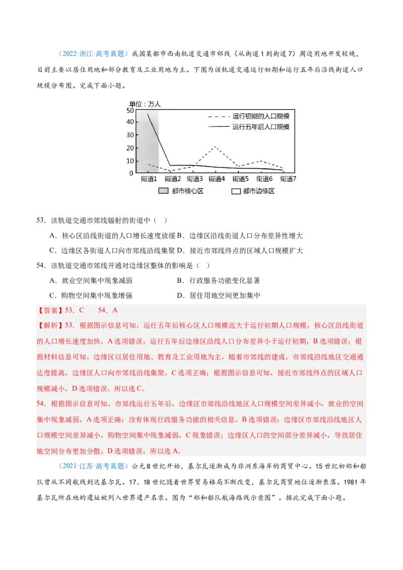 专题11交通+解析版_2025年新高考资料_二轮复习_2025年高三地理高考二轮复习专项提升（新高考通用）3405802_真题演练