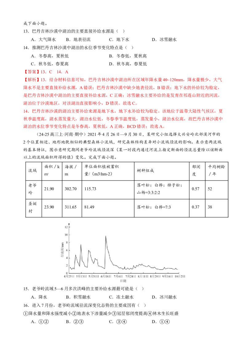 专题04水体运动（练习）（解析版）(1)_2025年新高考资料_二轮复习_上好课2025年高考地理二轮复习讲练测（新高考通用）3381954