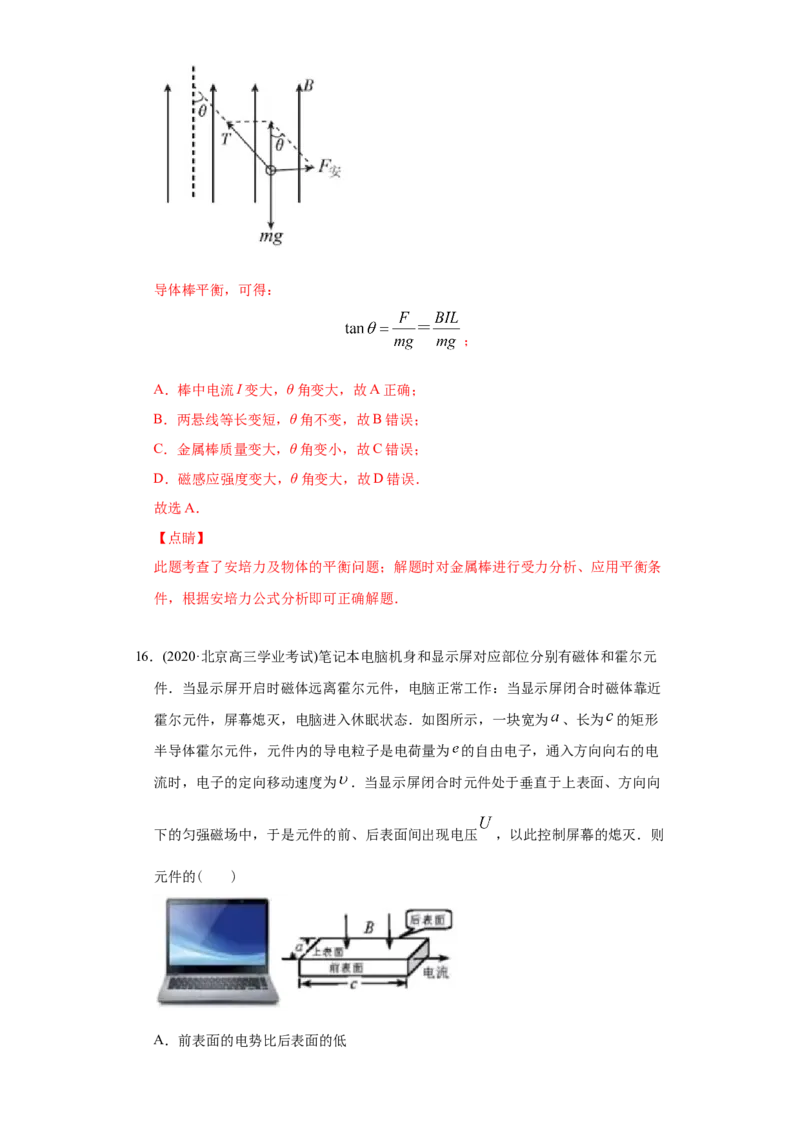专题11磁场-2020年高考真题和模拟题物理分类训练（教师版含解析）_04高考物理_新高考复习资料_2022年新高考复习资料_高考物理2022年一轮复习各版本_299