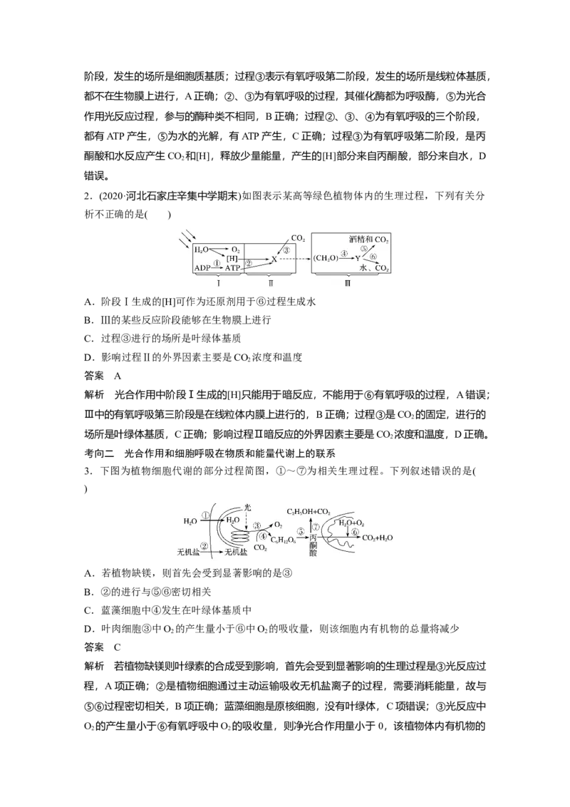 2022年高考生物一轮复习第3单元第10讲　光合作用与细胞呼吸的综合应用_新高考复习资料_2022年新高考复习资料_2022年一轮复习最新版_1.2022年高考生物一轮复习全国通用版