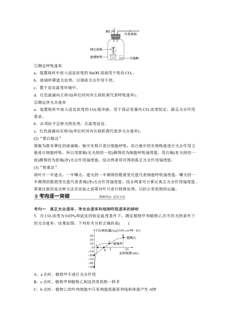 2022年高考生物一轮复习第3单元第10讲　光合作用与细胞呼吸的综合应用_新高考复习资料_2022年新高考复习资料_2022年一轮复习最新版_1.2022年高考生物一轮复习全国通用版