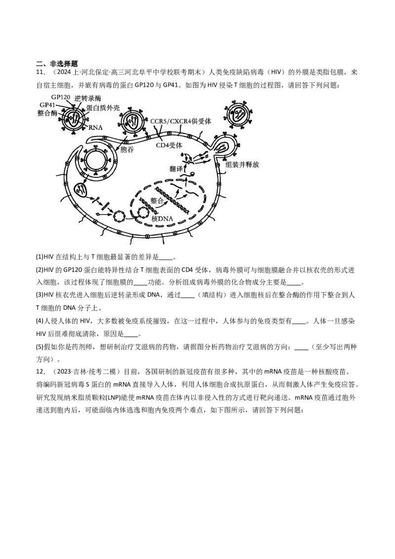 热点05免疫与健康（原卷版）_2024年新高考资料_3.2024专项复习_2024年高考生物热点&middot;重点&middot;难点专练（新高考专用）