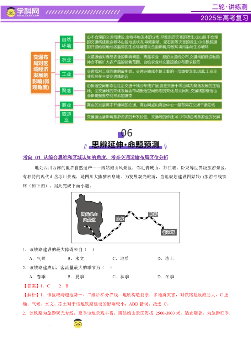 专题10交通、工程建设、国际合作（讲义）（解析版）_2025年新高考资料_二轮复习_上好课2025年高考地理二轮复习讲练测（新高考通用）3381954