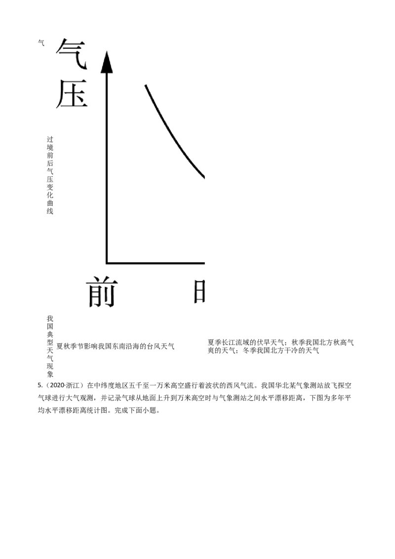 高考地理五年真题分类汇编（2017-2021）第8讲常见的天气系统(学生版)_新高考复习资料_2022年新高考复习资料_高考地理五年真题分类汇编（2017-2021）（教师版+学生版）8.10更新