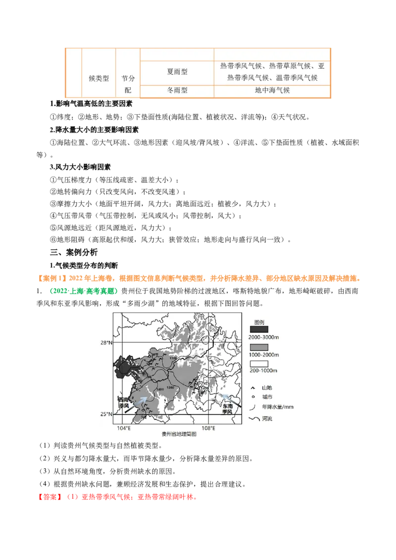 专题15气候特征及成因的描述（解析版）_2025年新高考资料_二轮复习_2025年高三地理高考二轮复习专项提升（新高考通用）3405802_题型专练