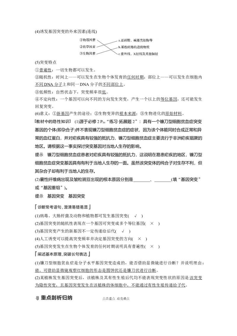 2022年高考生物一轮复习第7单元第20讲　基因突变和基因重组_新高考复习资料_2022年新高考复习资料_2022年一轮复习最新版_1.2022年高考生物一轮复习全国通用版