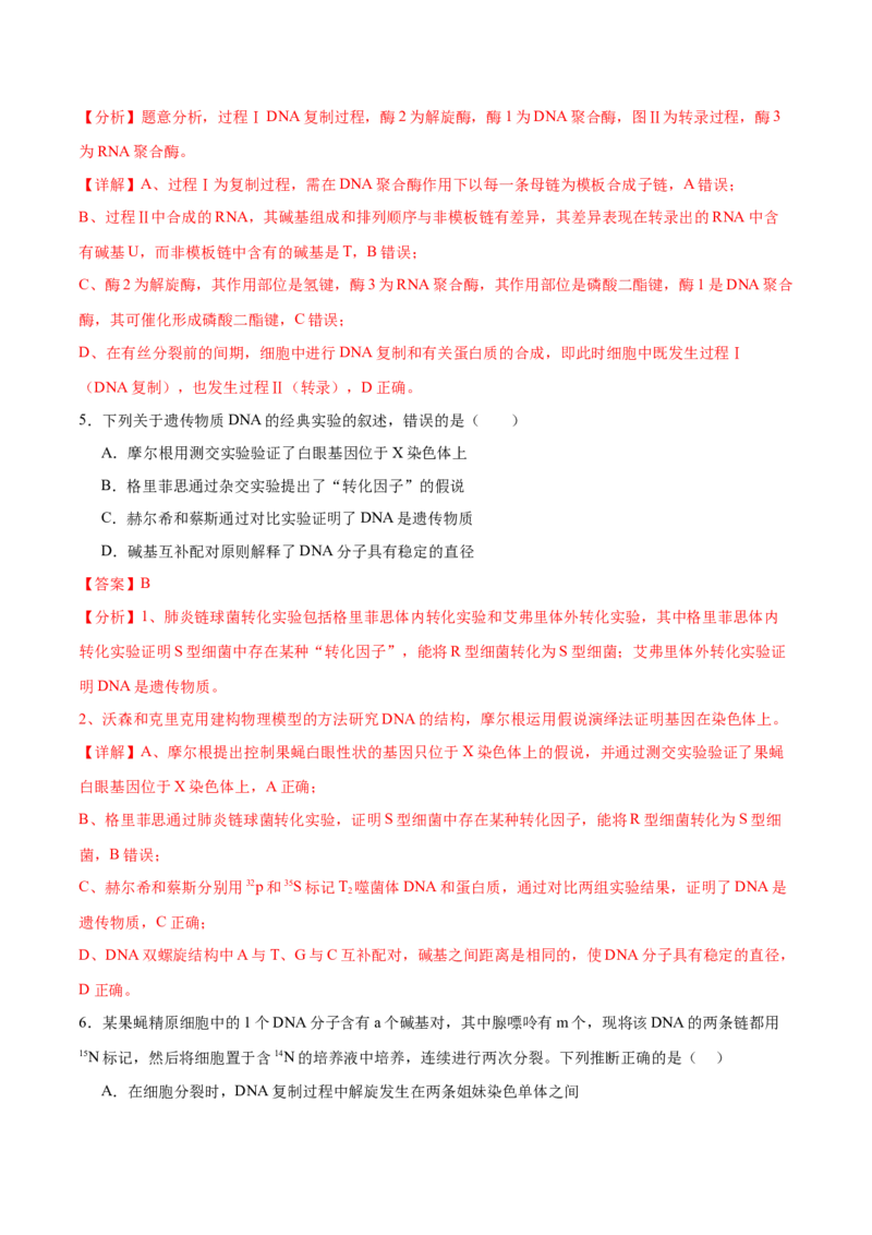 押新高考卷遗传的分子基础（解析版）-备战2024年高考生物临考题号押题（新高考通用）_2024年新高考资料_5.2024三轮冲刺_备战2024年高考生物临考题号押题（新高考通用）322745222