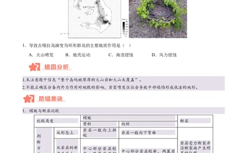 专题05地质作用与地表形态的变化易错提分（4大易错点）（原卷版）_2025年新高考资料_二轮复习_2025年高三地理高考二轮复习专项提升（新高考通用）3405802_易错专练
