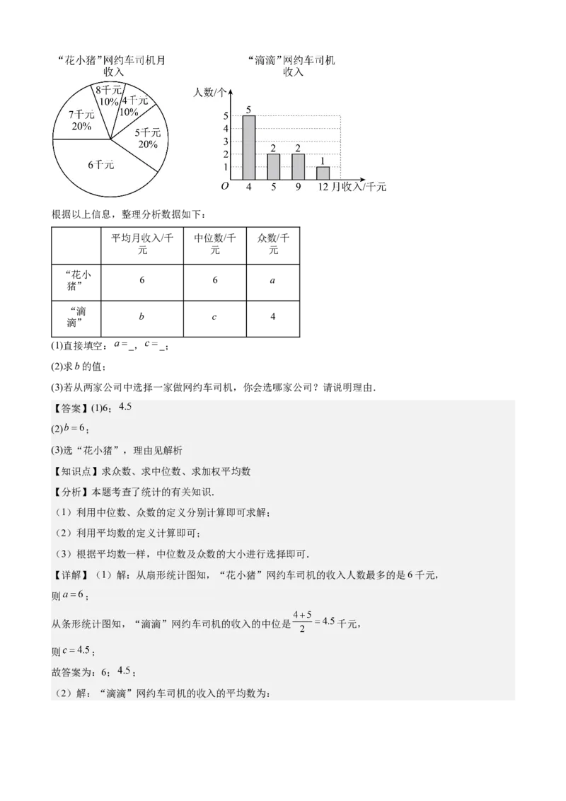 专题05数据的分析（考点清单，4考点梳理+4题型解读）教师版_初中数学_八年级数学下册（人教版）_期末专项复习-U276_2025版