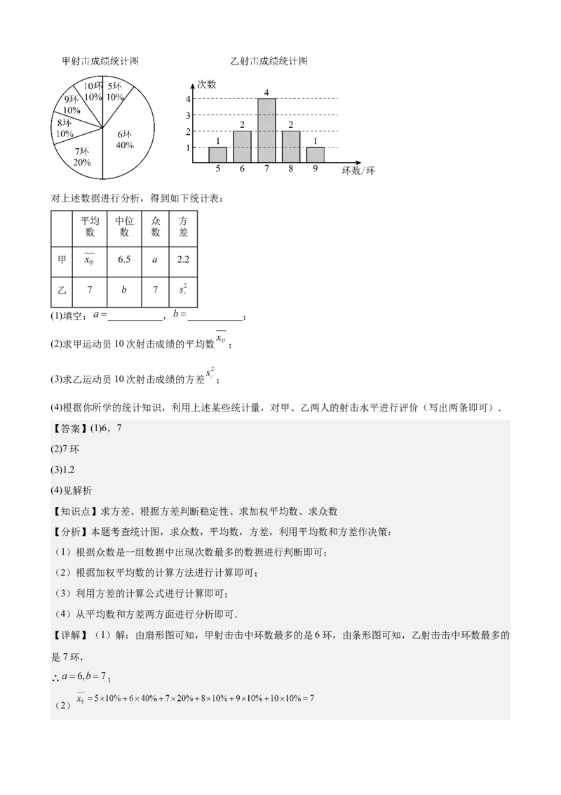 专题05数据的分析（考点清单，4考点梳理+4题型解读）教师版_初中数学_八年级数学下册（人教版）_期末专项复习-U276_2025版