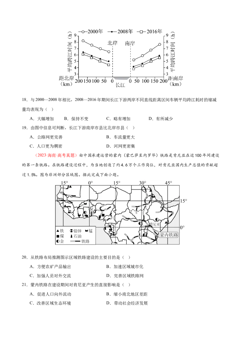 专题10交通、工程建设、国际合作（练习）（原卷版）_2025年新高考资料_二轮复习_01高考语文等多个文件_上好课2025年高考地理二轮复习讲练测（新高考通用）_第一部分专题突破
