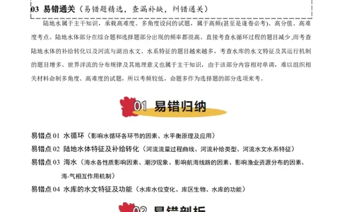 专题04地球上的水易错提分（4大易错点）（原卷版）_2025年新高考资料_二轮复习_01高考语文等多个文件_2025年高三地理高考二轮复习专项提升_易错专练