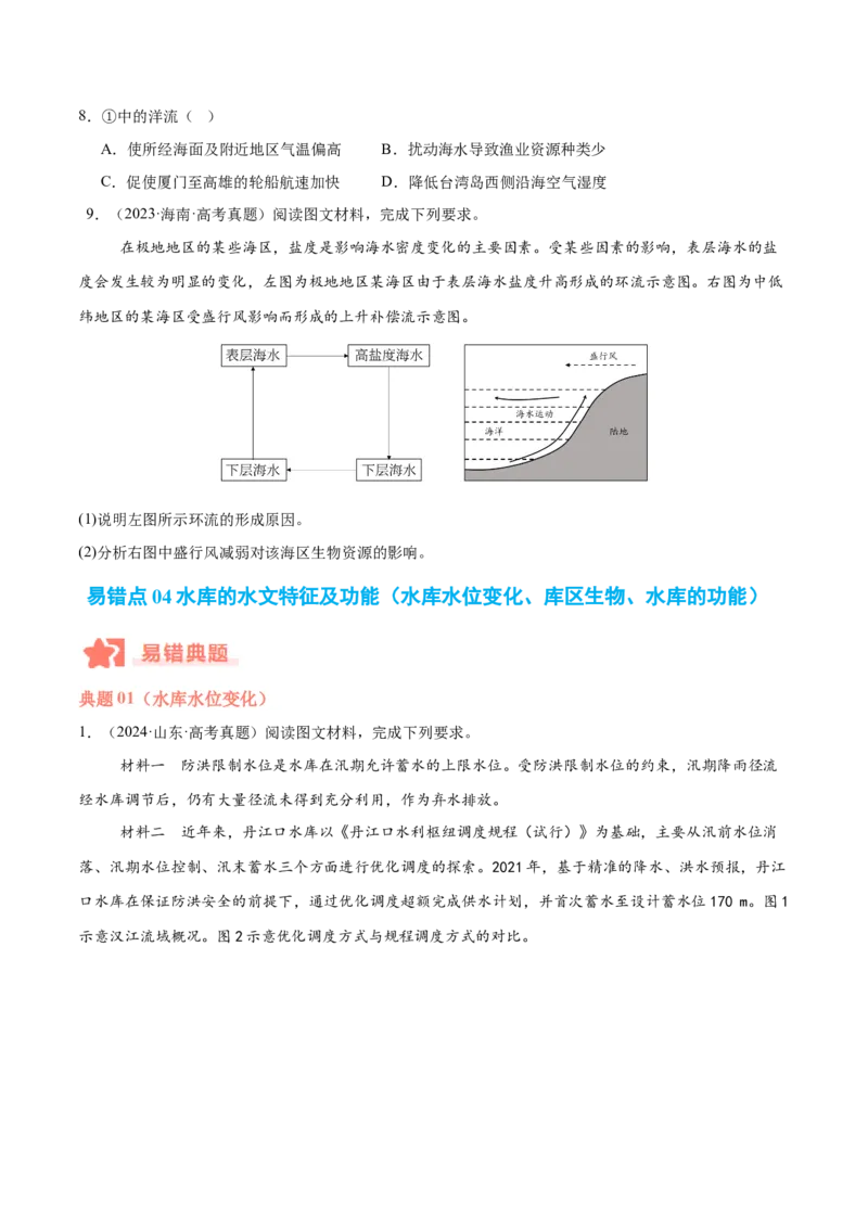 专题04地球上的水易错提分（4大易错点）（原卷版）_2025年新高考资料_二轮复习_01高考语文等多个文件_2025年高三地理高考二轮复习专项提升_易错专练
