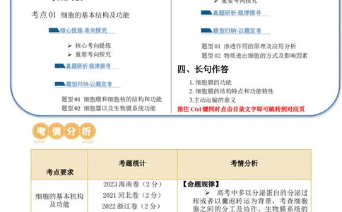 第02讲细胞的基本结构、功能与物质进出细胞的方式（讲义）解析版_2024年新高考资料_2.2024二轮复习_2024年高考生物二轮复习讲练测（新教材新高考）