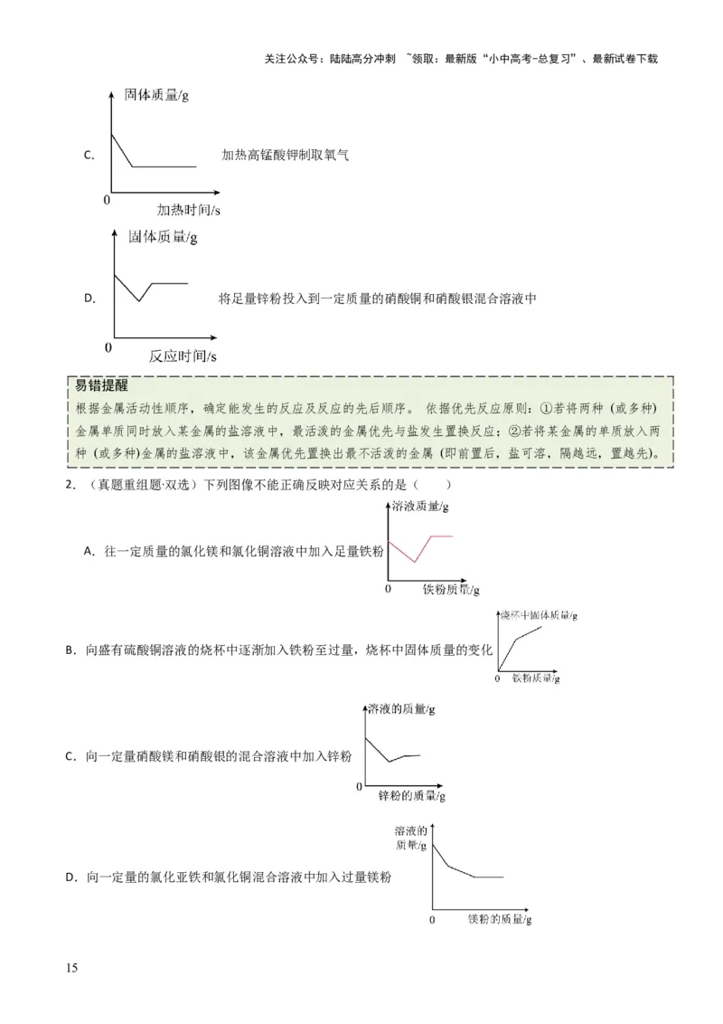 专题05金属和金属矿物（原卷版）_02中考总复习（2026版更新中）_05-化学-中考总复习_2025年中考复习资料_备战2025年中考化学真题题源解密
