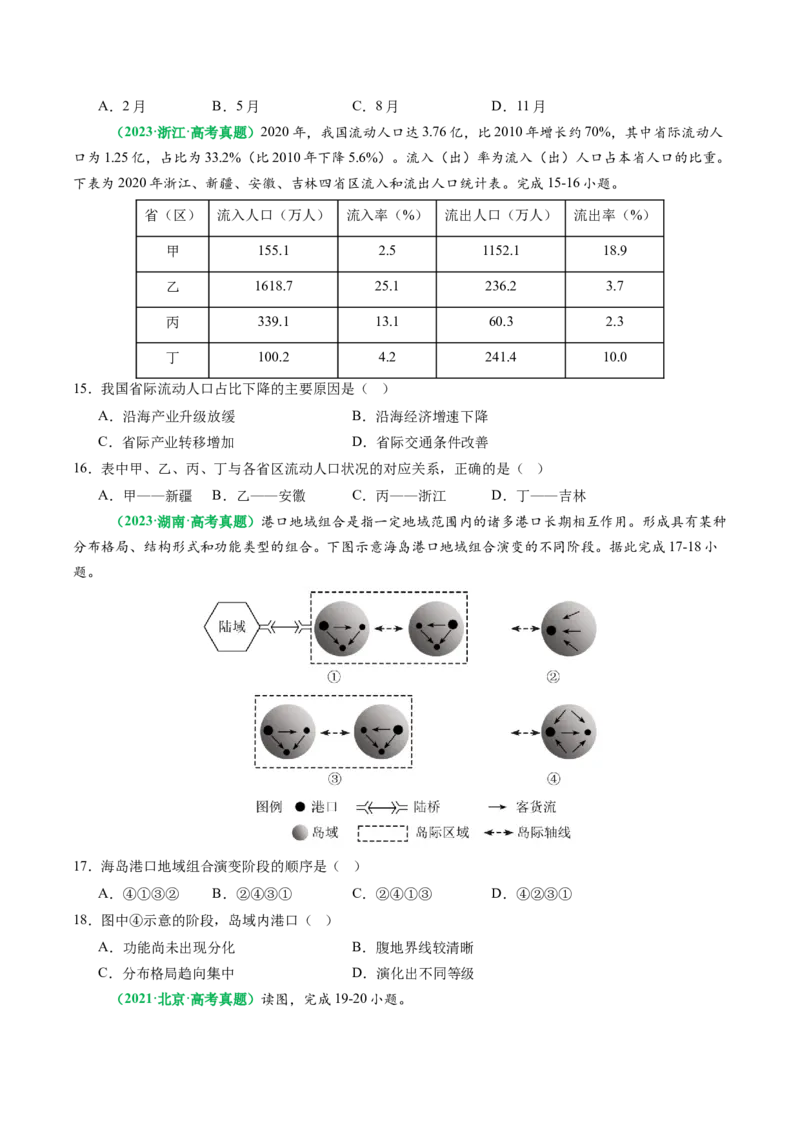 专题06&ldquo;组合排序型&rdquo;选择题答题技巧（原卷版）_2025年新高考资料_二轮复习_2025年高三地理高考二轮复习专项提升（新高考通用）3405802_题型专练