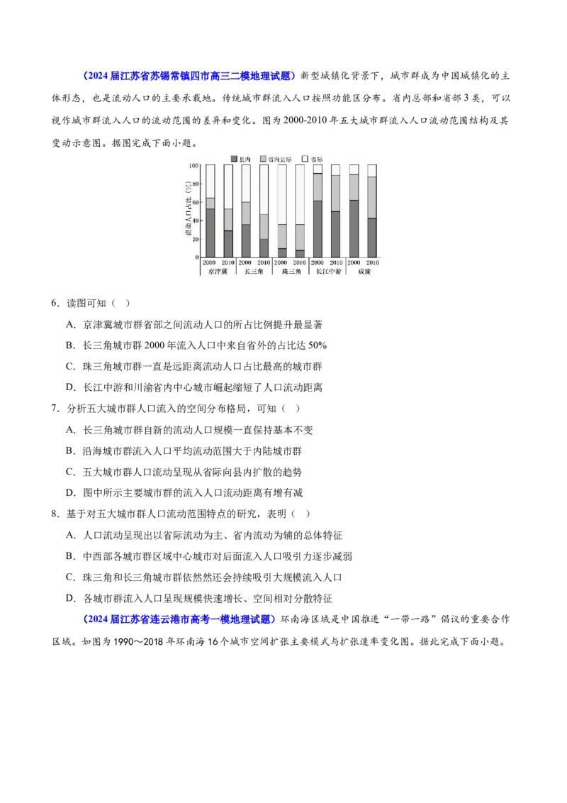重难点10城乡可持续发展（原卷版）_2025年新高考资料_二轮复习_2025年高三地理高考二轮复习专项提升（新高考通用）3405802_重点&middot;难点&middot;热点专练（分地区）_江苏专用