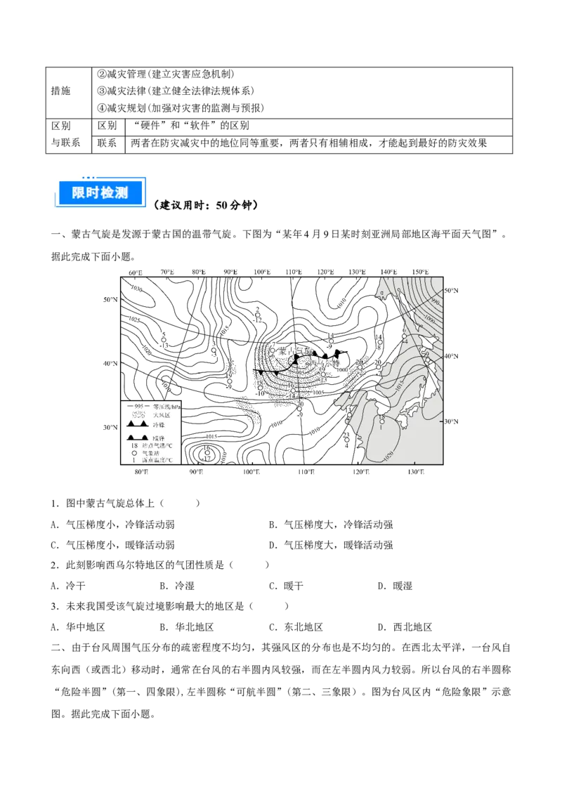 重难点专题03天气系统与气象灾害（原卷版）_2025年新高考资料_二轮复习_2025年高三地理高考二轮复习专项提升（新高考通用）3405802_重点&middot;难点&middot;热点专练（分地区）_上海专用