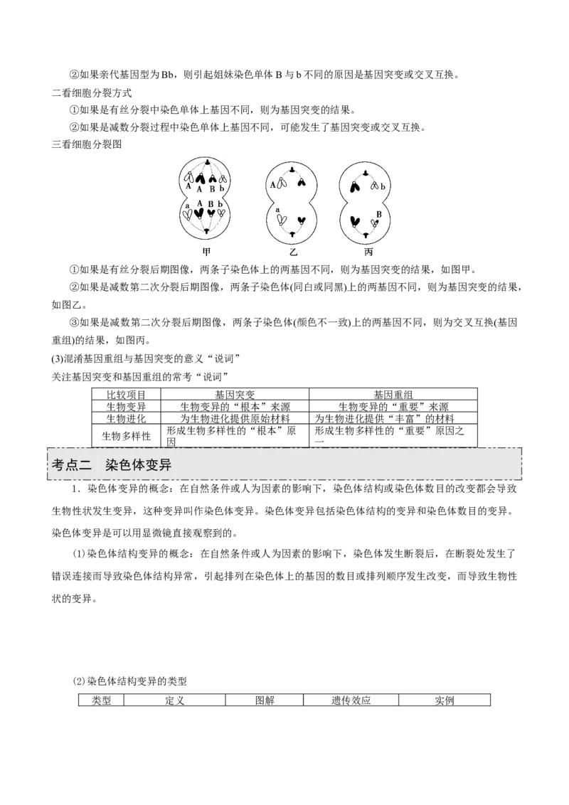 GKSW150_第18讲生物的变异、育种-备战2022年高考生物一轮复习精品讲义（人教版）(原卷版)_新高考复习资料_2022年新高考复习资料_备战2022新高考生物一轮复习精品讲义（人教版）