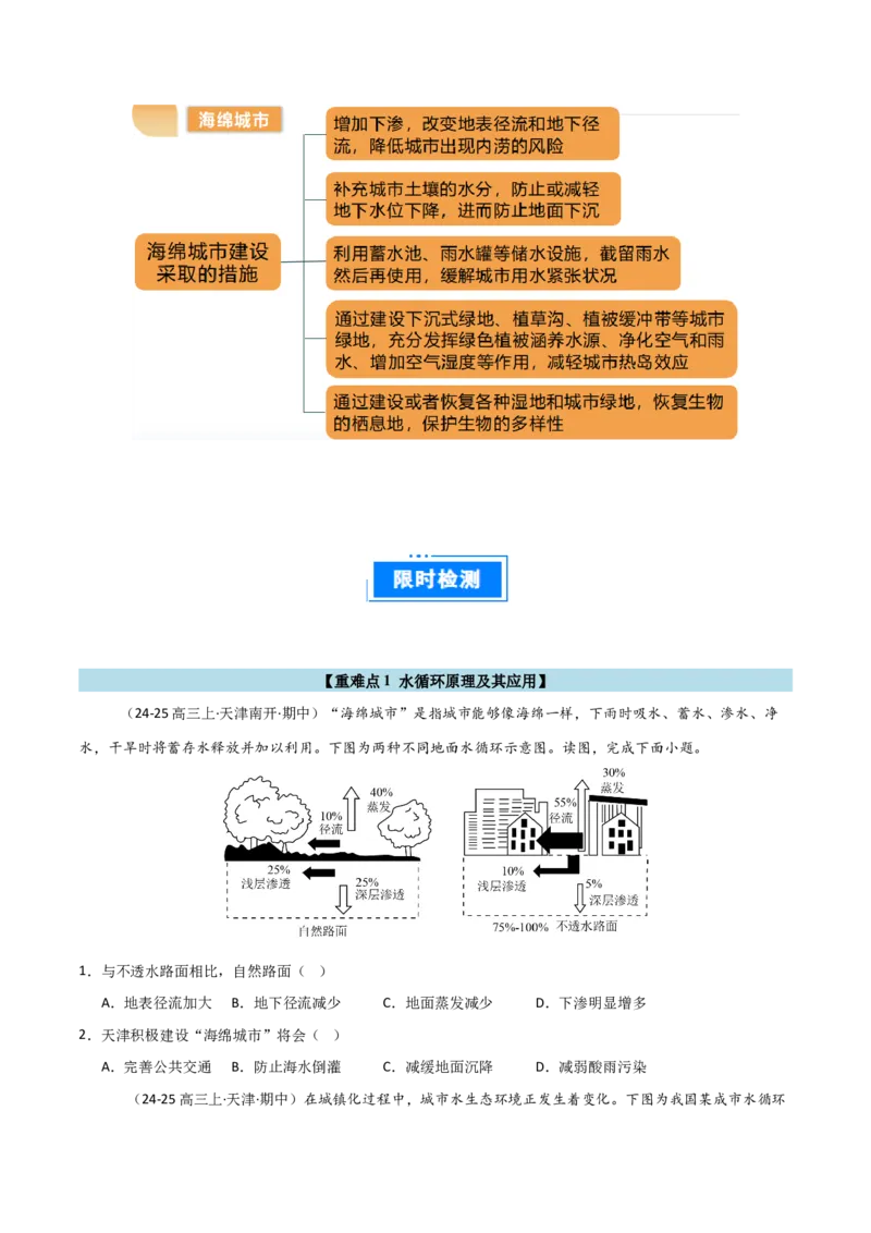 重难点07陆地水体与人类活动（原卷版）_2025年新高考资料_二轮复习_2025年高三地理高考二轮复习专项提升（新高考通用）3405802_重点&middot;难点&middot;热点专练（分地区）_天津专用
