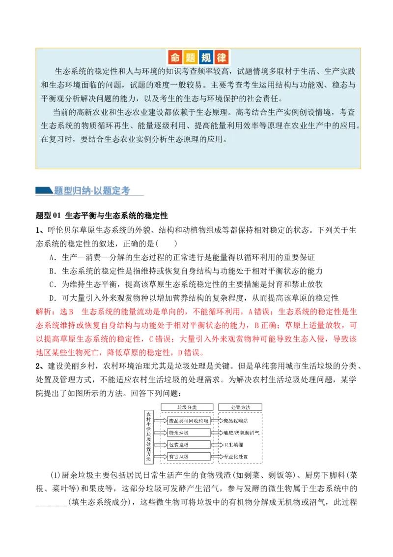 第15讲生态系统及人与环境（讲义）（解析版）_2024年新高考资料_2.2024二轮复习_2024年高考生物二轮复习讲练测（新教材新高考）
