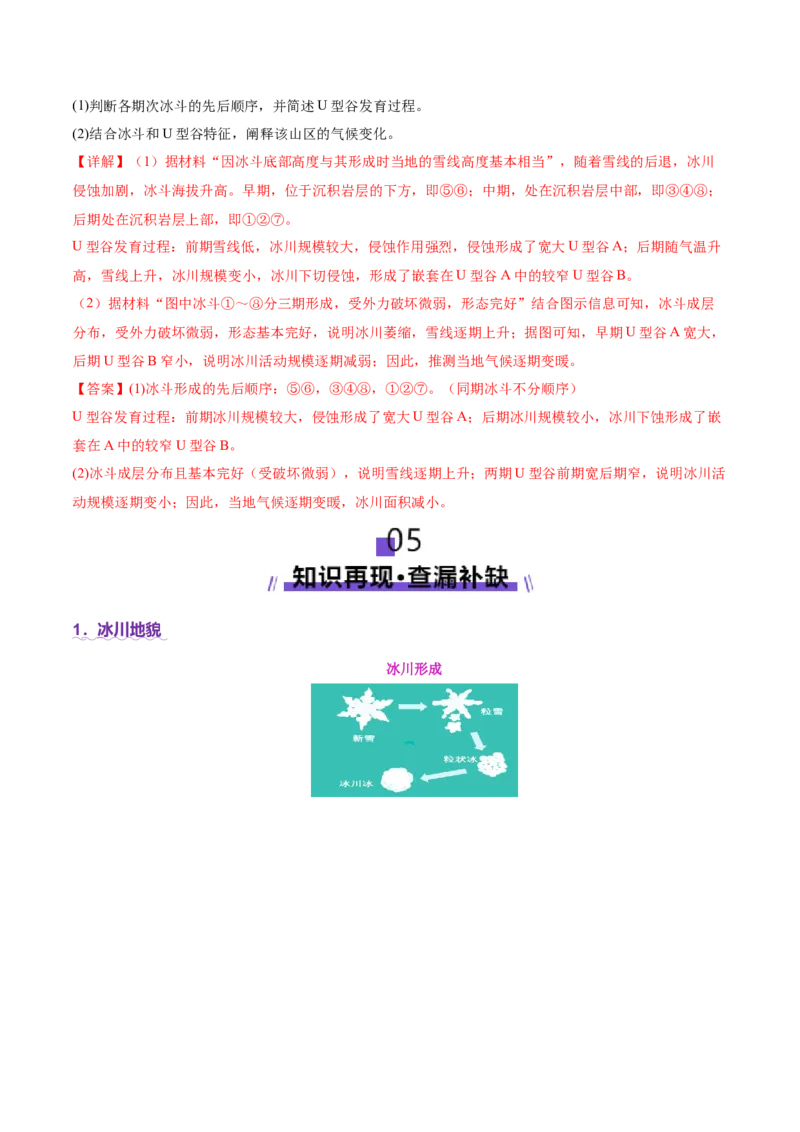 微专题冰川地貌（讲义）（解析版）_2025年新高考资料_二轮复习_01高考语文等多个文件_2025年高三地理高考二轮复习专项提升_二轮讲义