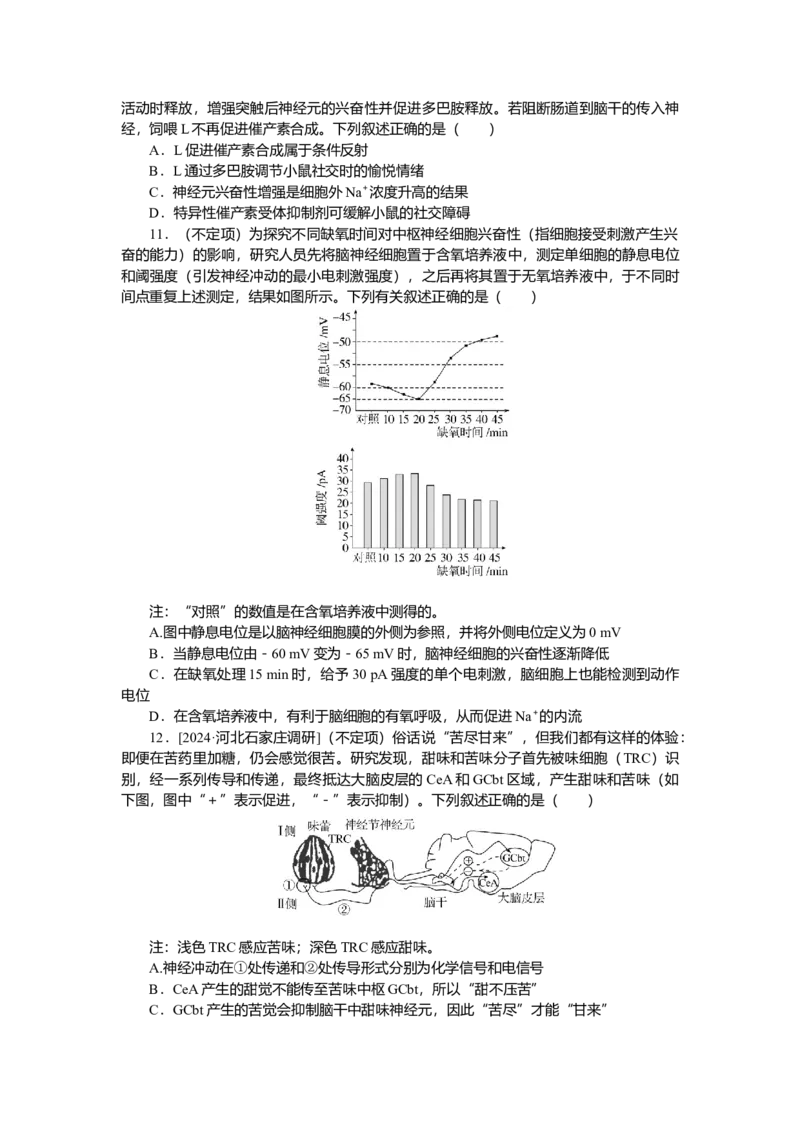 2025届高中生物学一轮复习检测案28　神经调节（含解析）_2025年新高考资料_一轮复习_2025届高中生物学一轮复习分层复习检测(含解析)