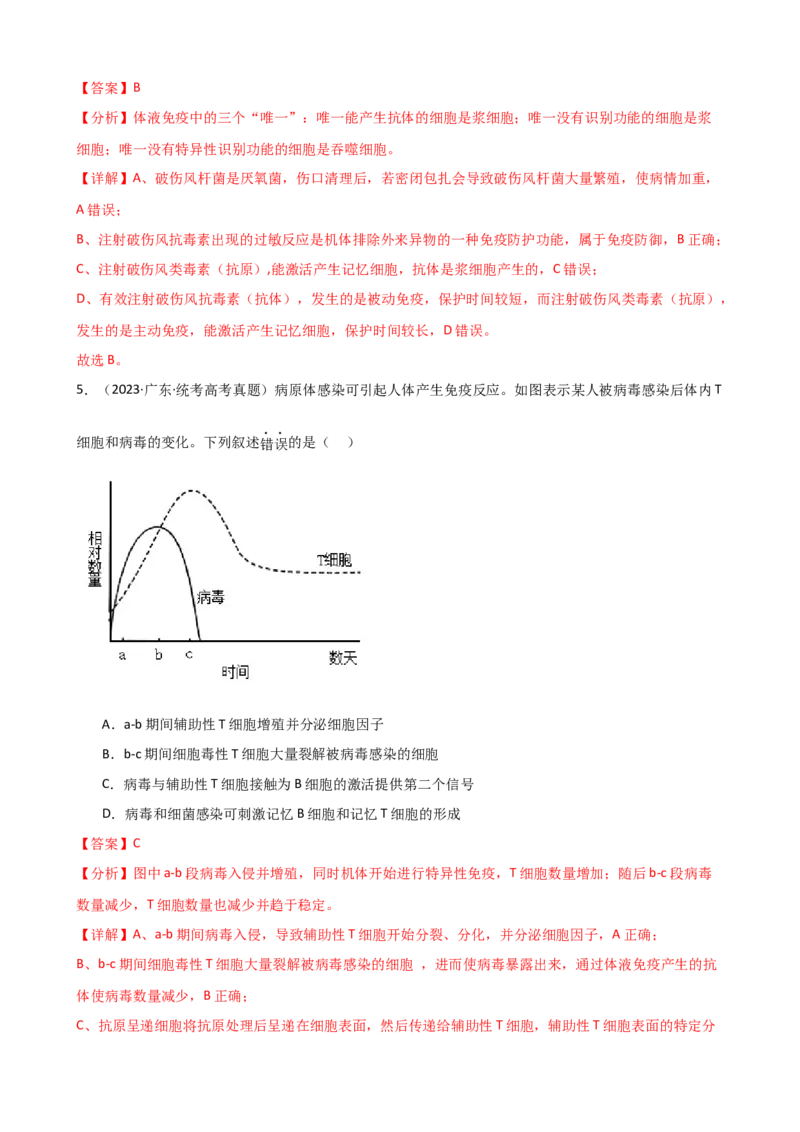 第29讲免疫调节（讲义）（教师版）_2024年新高考资料_1.2024一轮复习_2024年高考生物一轮复习讲练测（新教材新高考）