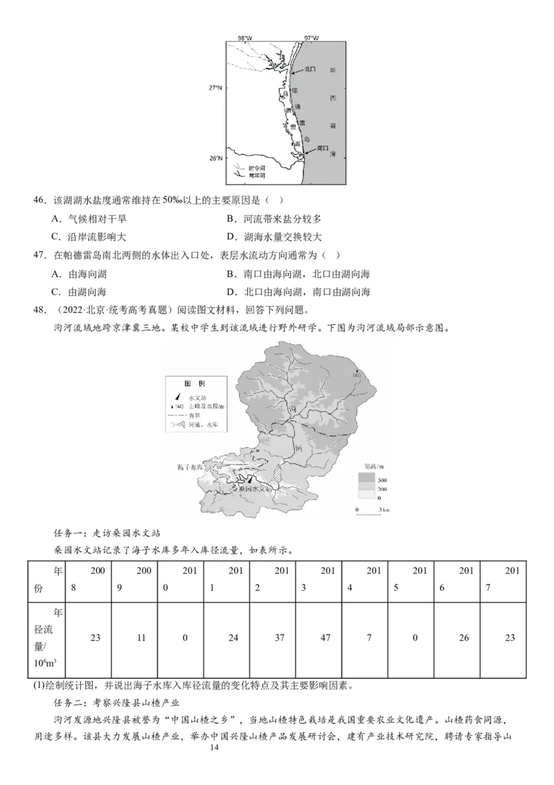 2024届高考一轮复习专题四地球上的水第十一讲水循环、水量平衡与陆地水体相互关系（试卷版）_通用版（老高考）复习资料_2024年复习资料_专题训练