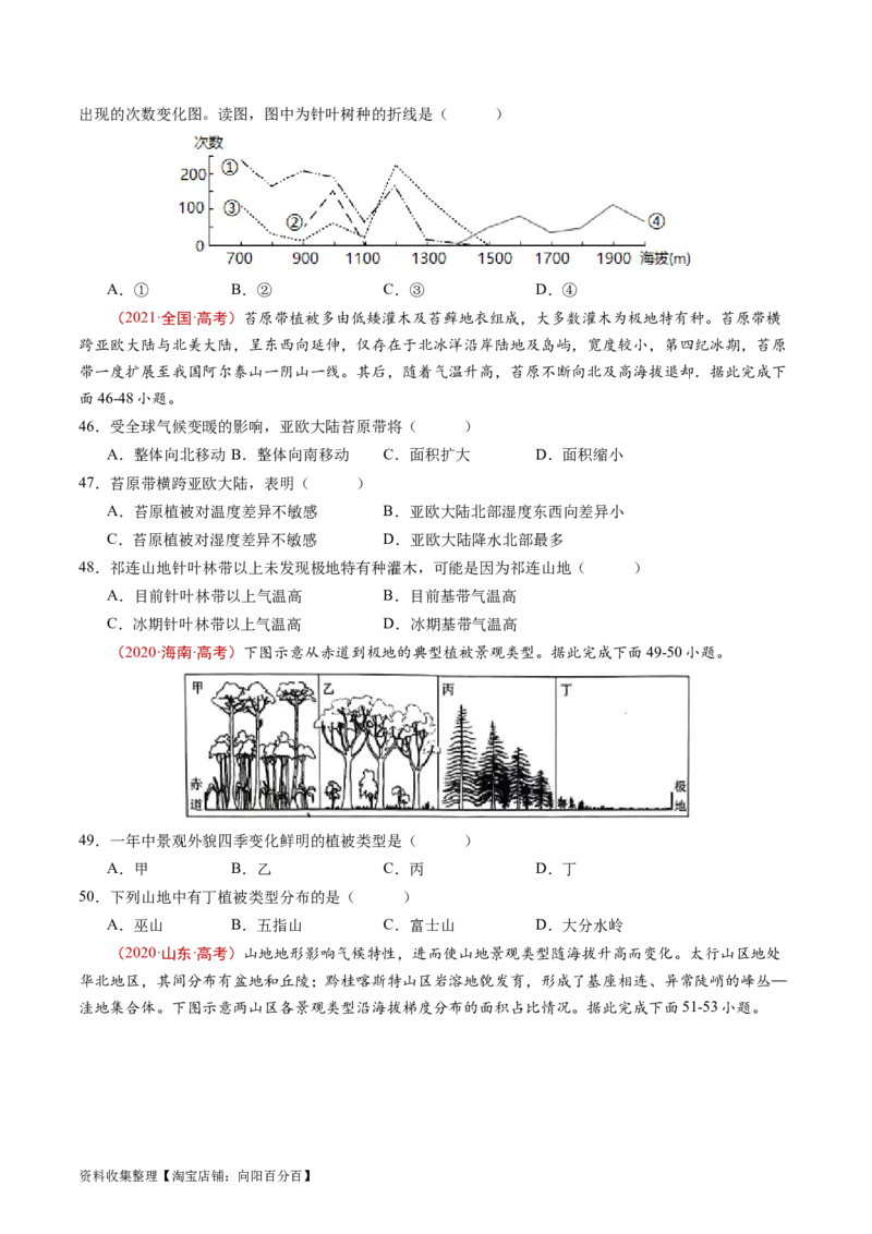 专题06自然环境的整体性与差异性-学易金卷：五年（2019-2023）高考地理真题分项汇编（原卷版）_通用版（老高考）复习资料_2024年复习资料