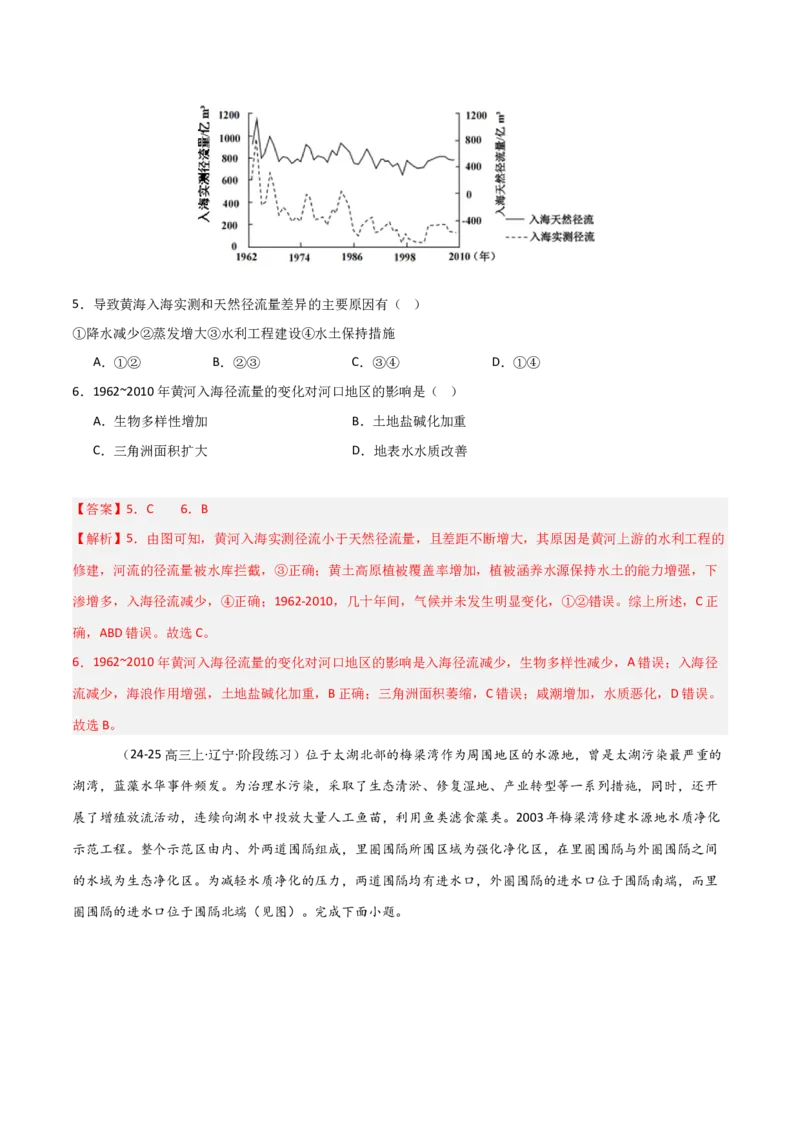 重难点07陆地水体与人类活动（解析版）_2025年新高考资料_二轮复习_2025年高三地理高考二轮复习专项提升（新高考通用）3405802_重点&middot;难点&middot;热点专练（分地区）_天津专用