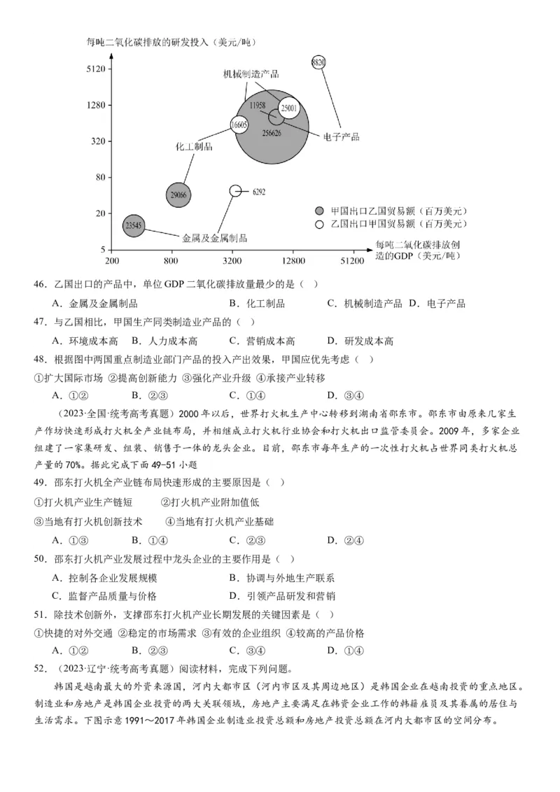 2024届新高考一轮复习专题十产业活动第二十七讲工业区位因素及其布局（试卷版）_通用版（老高考）复习资料_2024年复习资料_完备战2024年高考地理一轮复习考点帮（全国通用）