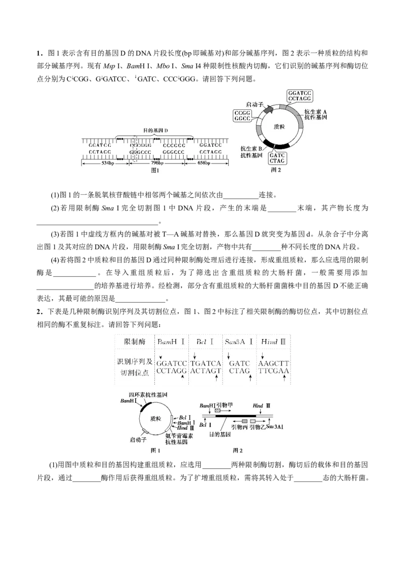 GKSW150_第27讲基因工程-备战2022年高考生物一轮复习精品讲义（人教版）(原卷版)_新高考复习资料_2022年新高考复习资料_备战2022新高考生物一轮复习精品讲义（人教版）
