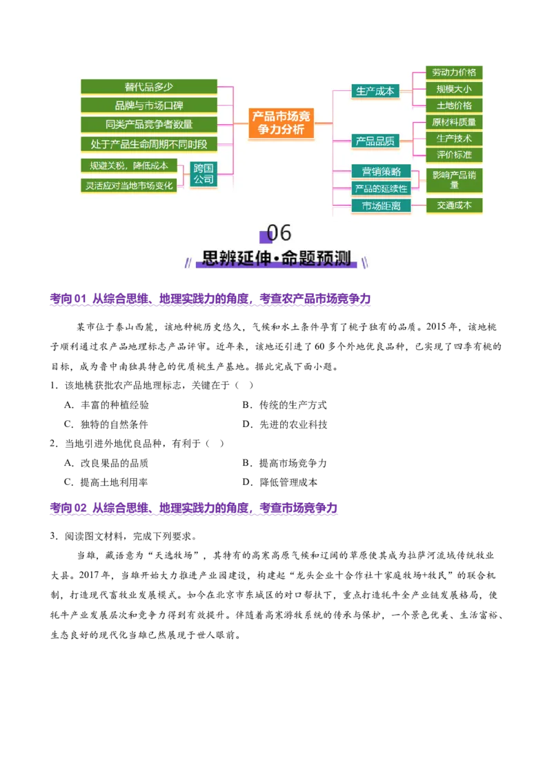 微专题市场竞争力（讲义）（原卷版）_2025年新高考资料_二轮复习_01高考语文等多个文件_2025年高三地理高考二轮复习专项提升_二轮讲义