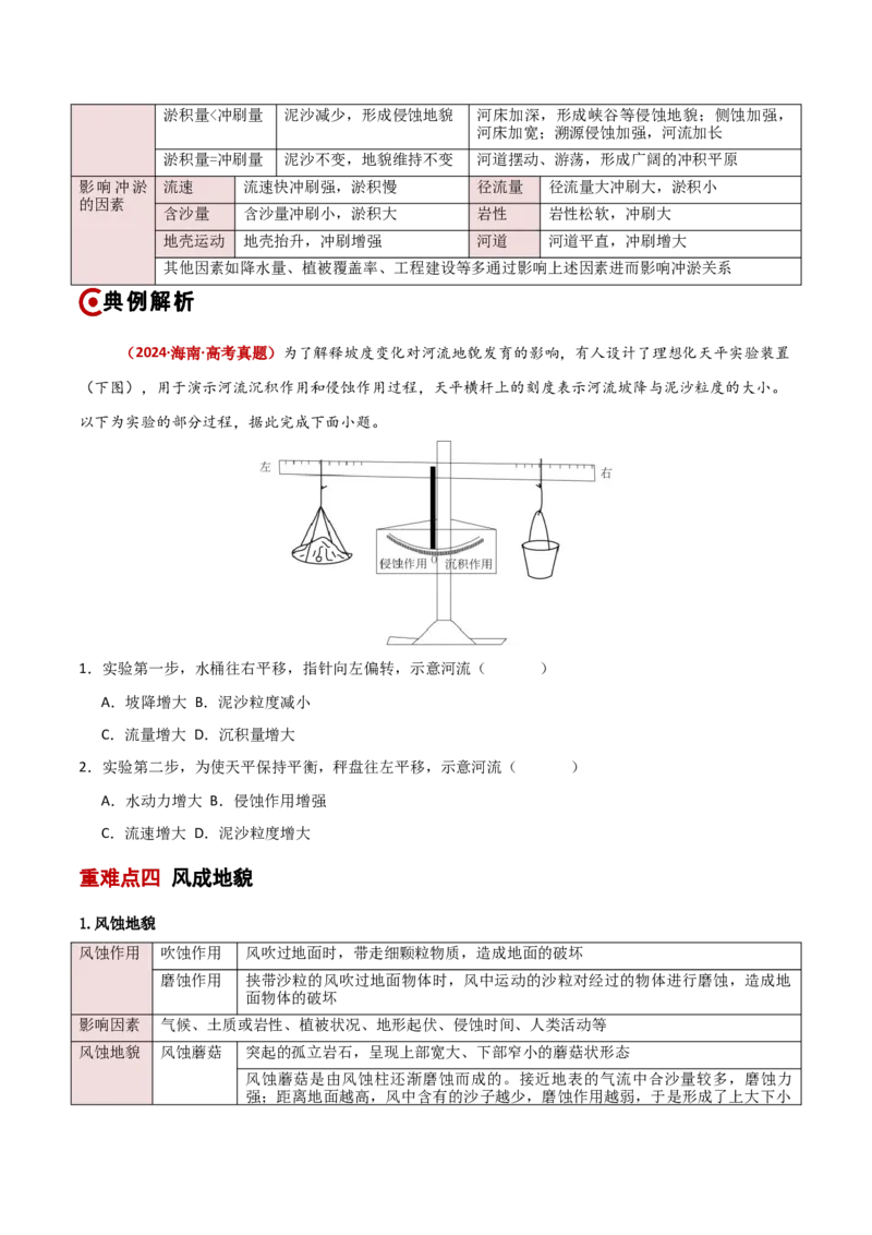 重难点03地表形态的变化（原卷版）_2025年新高考资料_二轮复习_2025年高三地理高考二轮复习专项提升（新高考通用）3405802_重点&middot;难点&middot;热点专练（分地区）_新高考通用
