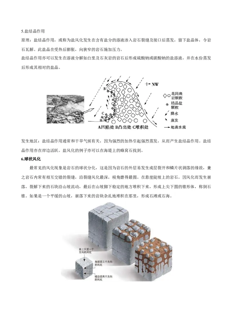 微专题风化作用（原卷版）_2025年新高考资料_二轮复习_01高考语文等多个文件_2025年高三地理高考二轮复习专项提升_微专题集成讲练